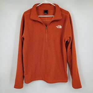 The North Face Orange Men's Long Sleeve 1/4‎ Zip Pullover Winter Shirt Large